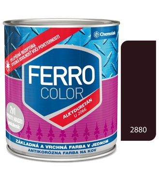 Ferro Color U2066 2880 tmavohnedá 0,3l pololesk - základná a vrchná farba na kov