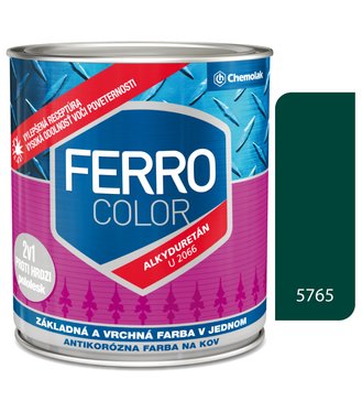 Ferro Color U2066 5765 tmavozelená Pololesk - základná a vrchná farba na kov 2,5l