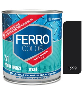 Ferro Color U2066 Mat 1999 čierna - základná a vrchná farba na kov 2,5l