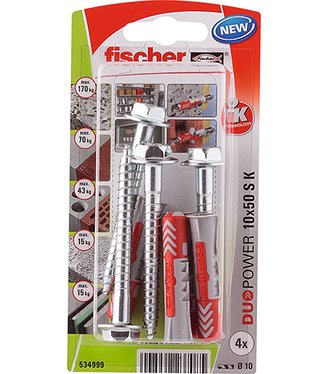 Fischer Hmoždinka DuoPower 10X50 S K NV, 4 kusy v balení