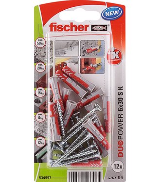 Fischer Hmoždinka DuoPower 6X30 S K NV, 12 ks