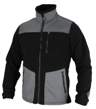 Fleecová blúzka s vložkami, 280 g/m2, veľkosť XXL, čierna/sivá, DEDRA BH6PA1-XXL