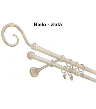 Garníža komplet 160cm 16mm II bielo-zlatá,koncovky Hák