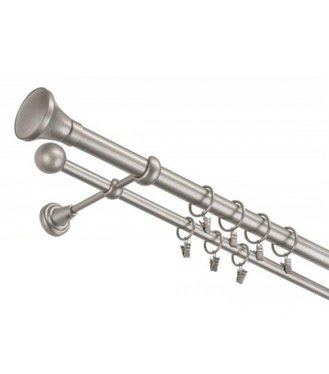 Garniža komplet 200cm 16mm II striebro matná,koncovky Luxor