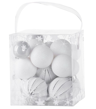 Gule MagicHome Vianoce bielo - strieborné mix 6-3cm 31ks/bal