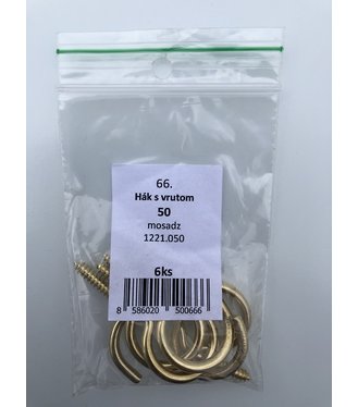 Hák s vrútom mosadz 40mm 10ks/bal. (ilust.foto)