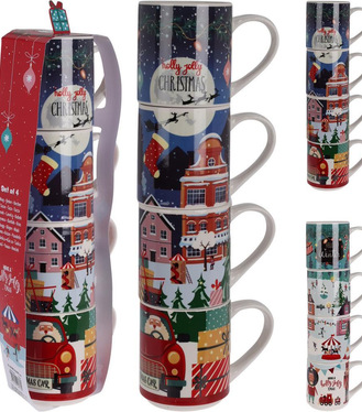 Hrnček vianočný 265ml sada 4ks porcelán mix