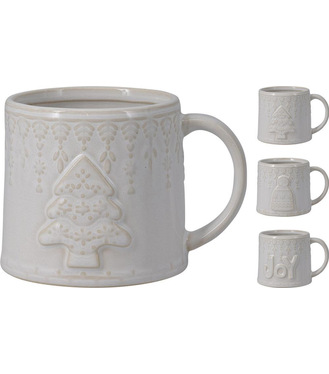 Hrnček vianočný 350ml porcelán biely mix