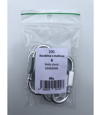 Karabína s maticou 3.5mm biely zinok 6ks/bal. (ilust.foto)