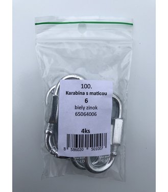 Karabína s maticou 4mm biely zinok 6ks/bal. (ilust.foto)
