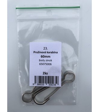 Karabínka pružinová bez obrtlíka 40mm biely zinok 6ks/bal. (ilust.foto)