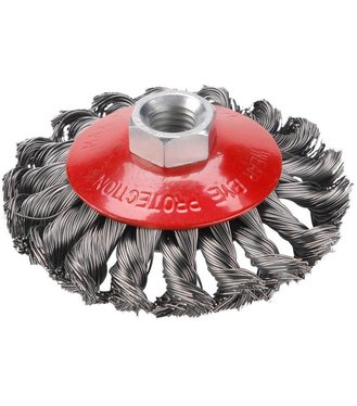 Kartáč miskový M14 vrkočový, oceľový drôt 0,5mm, 100mm