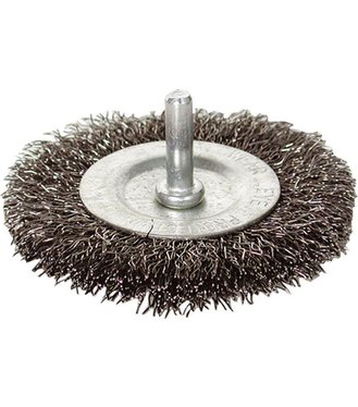 Kartáč okružný so stopkou vlnitý, pomosadzený drôt 0,3mm, 100mm, stopka pr.6mm