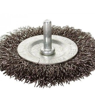 Kartáč okružný so stopkou vlnitý, pomosadzený drôt 0,3mm, 75mm, stopka pr.6mm