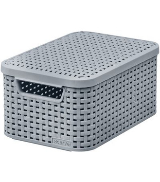 Košík s vekom Curver® STYLE S, sivý, s vekom, 19.8x29.1x14.2 cm
