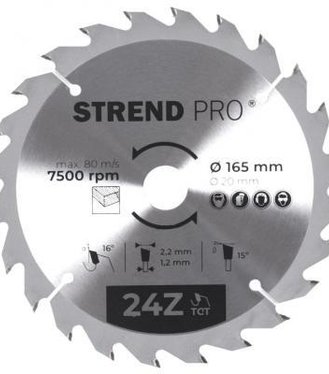 Kotúč Strend Pro TCT 165x2.2x20/16 mm 24T, na drevo, pílový, SK plátkami
