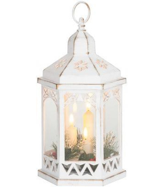 Lampáš MagicHome Vianoce Morocco LED teplá biela biely 3xAAA časovač 18x15x32cm