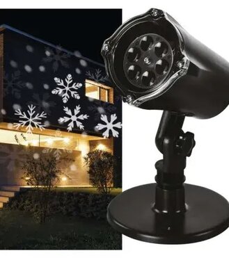 LED dekoratívny projektor vločky vonkajší aj vnútorný studená biela
