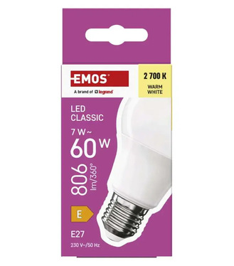 LED žiarovka Emos Classic A60  E27 7 W (60 W) 806 lm  teplá biela