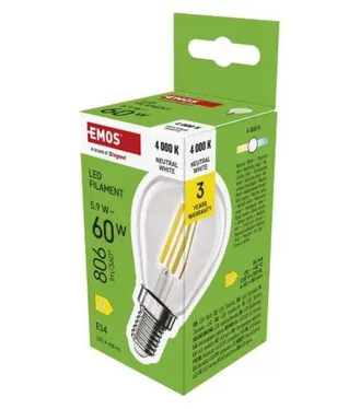 LED žiarovka Filament Mini Globe / E14 / 5,9 W (60 W) / 806 lm / Neutrálna biela