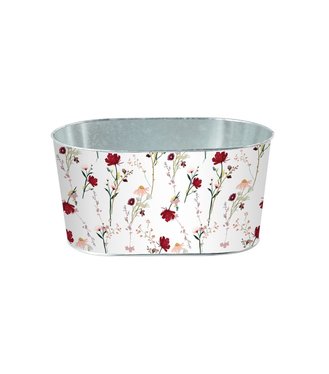 Obal na kvetináč oválny plechový 225x135x115mm lúčne kvety