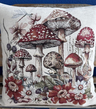 Obliečka na vankúš gobelínová HRÍBY 42x42cm