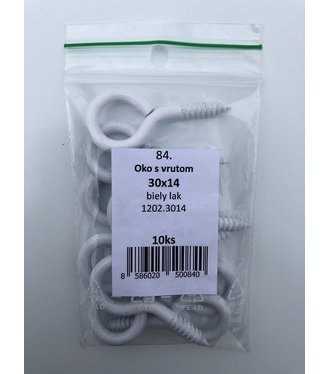Oko s vrútom 20x12mm biely lak 10ks/bal. (ilust.obr.)