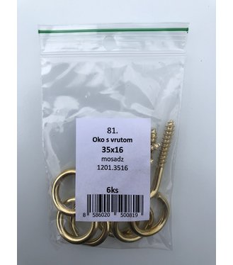 Oko s vrútom 35x16mm mosadz 10ks/bal.