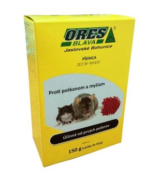 ORES Zed BF Wheat Rodenticídna návnada vo forme zrna na hubenie potkanov a myší 150g - 3 x 50g