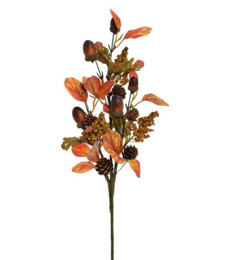 Ozdoba zapichovacia konár žaluď, lístie, zel/oranž. 46cm