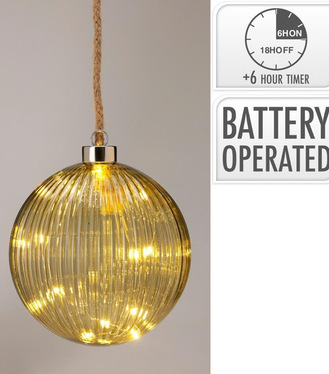Ozdoba závesná guľa LED 14cm s časovačom zelená