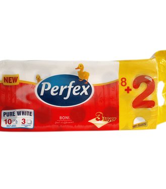 Perfex Toaletný papier Pure White 3-vrstvový 8+2ks