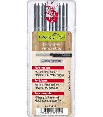 PICA tuhy náhradné okrúhle do ceruzky Dry pre suché povrchy 10ks vodeodolné,čierna