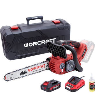 Píla Worcraft CGC-S20LiBAM bezuhliková reťazová 20V Li-ion 75ml nádrž na olej, 12` reťaz, SET v kufríku
