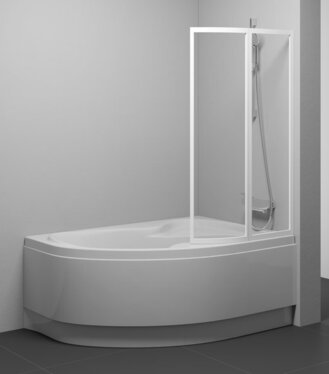 Pohyblivá vaňová zástena rámová dvojdielna VSK2 Rosa 170 P, biela+transparent