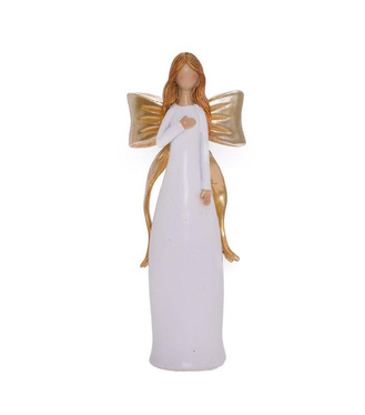 Postavička anjel s mašľou 19cm biela