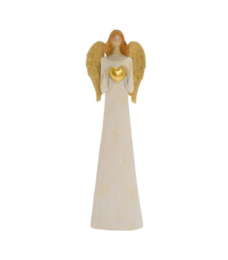 Postavička anjel so srdcom 25cm poly krémová
