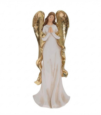 Postavička anjel so srdcom 31cm poly béžovo-zlatý