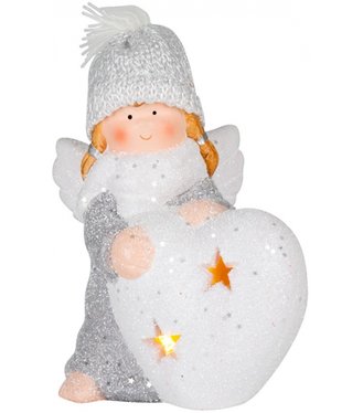 Postavička MagicHome Anjelik so srdcom LED terakota 12x10x15 cm