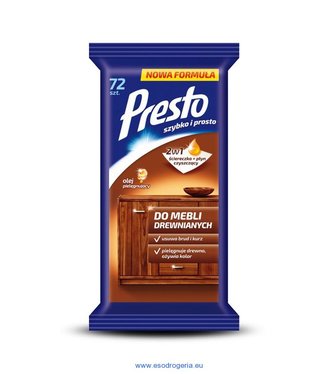 Presto Vlhčené utierky na drevený nábytok 72ks
