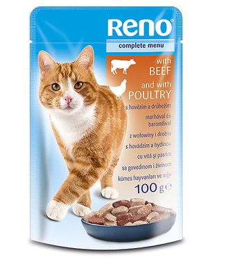 RENO kapsička pre mačky hovädzie mäso+hydina, 100g