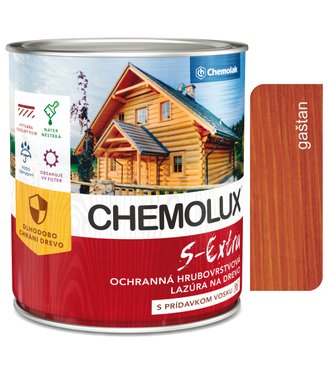 S1025 Chemolux S Extra 0202 gaštan 0,75l - hodvábne lesklá ochranná lazúra na drevo