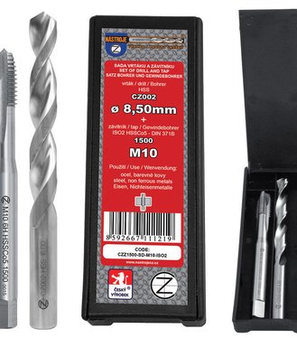 Sada strojového závitníka M6x1.0 ISO2 HSSCo5 DIN371B a vrtáku CZ002-05.00