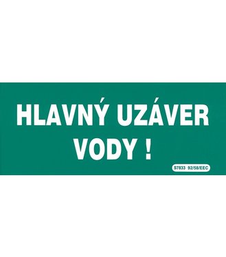 Samolepka Hlavný uzáver vody 210x87mm