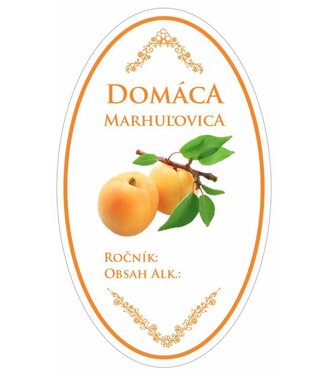 Samolepka na fľašu Marhuľovica domáca ovál biela 16ks/bal