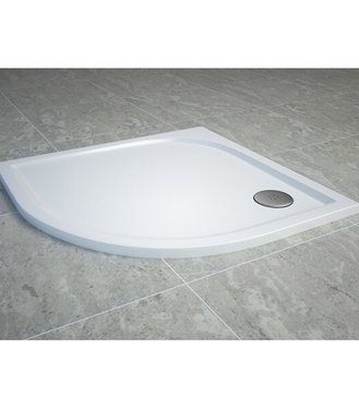 SanSwiss Tracy sprchová vanička biela štvrťkruh 90x90cm superplochá vanička z liateho mramoru s úpravou Gelcoat