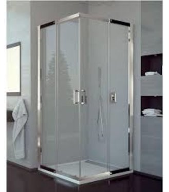 SanSwiss VALEA rohový sprchovací kút 90x90x190cm s dvojdielnymi posúvnymi dvermi, aluchróm / číre sklo