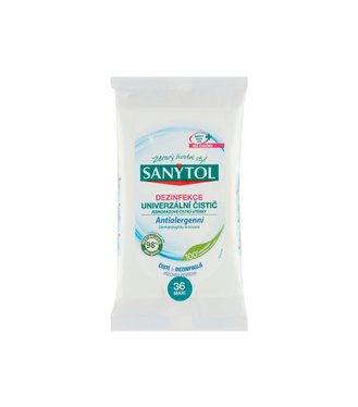 Sanytol Dezinfekcia, jednorazové univerzálne čistiace utierky antialergénne 36ks