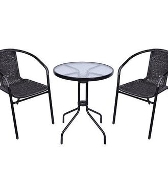 Set balkónový ALESIA, šedý, stôl 70x60 cm, 2x stolička 52x55x73cm, oceľ