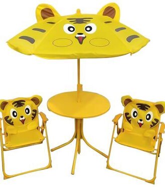 Set záhradný LEQ MELISENDA Tigre  slnečník 105cm, stôl 50 cm, 2 stoličky, detský